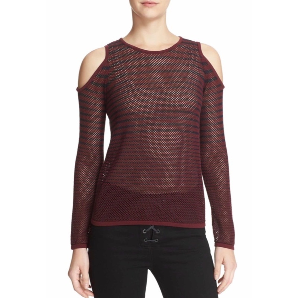 NWOT RAG&BONEJEAN Burgundy Stripe ColdShoulder Top
